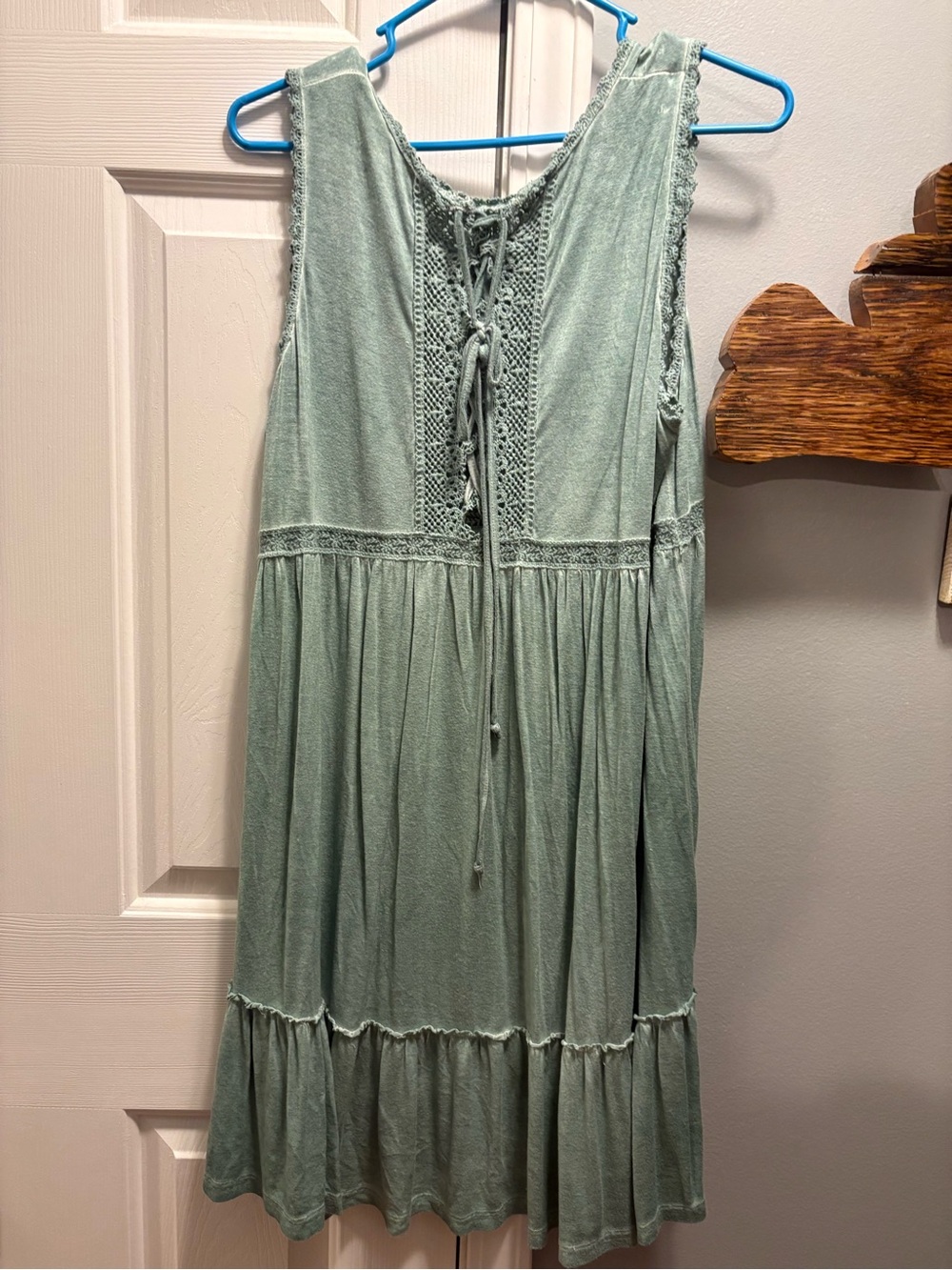 Umgee Sleeveless Lace-Up Green Women's Dress size medium